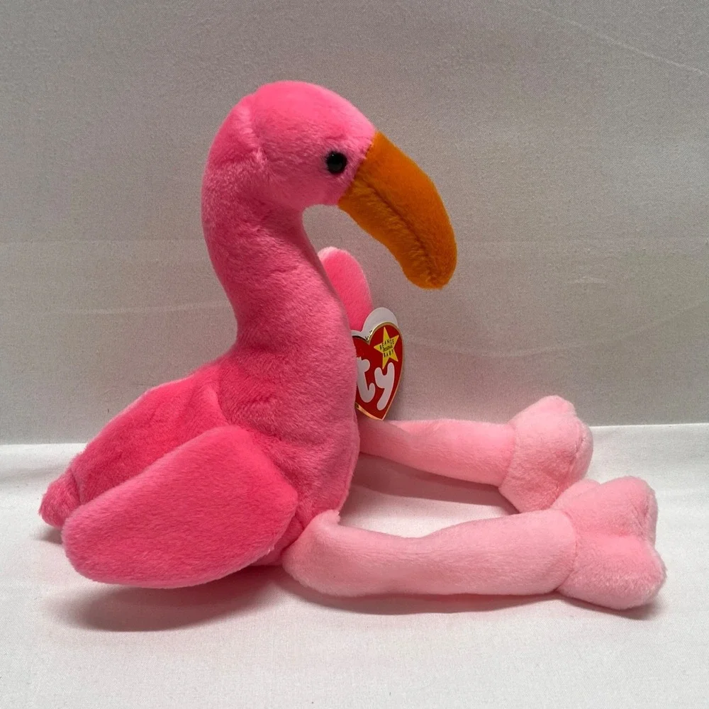 Vintage Ty Beanie Babies Pinky Flamingo Pink Bird Retired 1995 Rare See Tags MWT